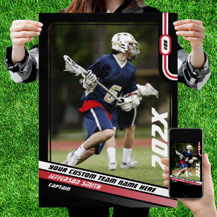 Poster Lacrosse Player cadeau personnalisé en rouge