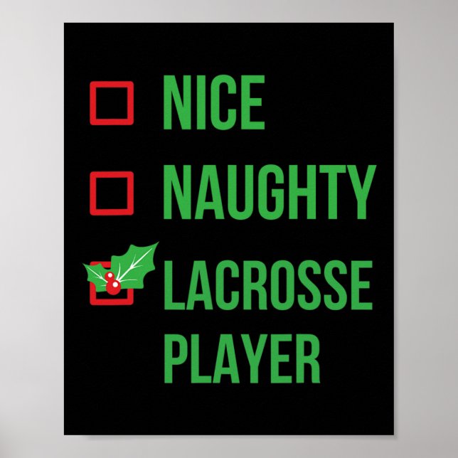 Poster Lacrosse Player Funny Pajama cadeau de Noël (Devant)