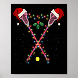 Poster Lacrosse Santa Hat Noël Lumières Sport