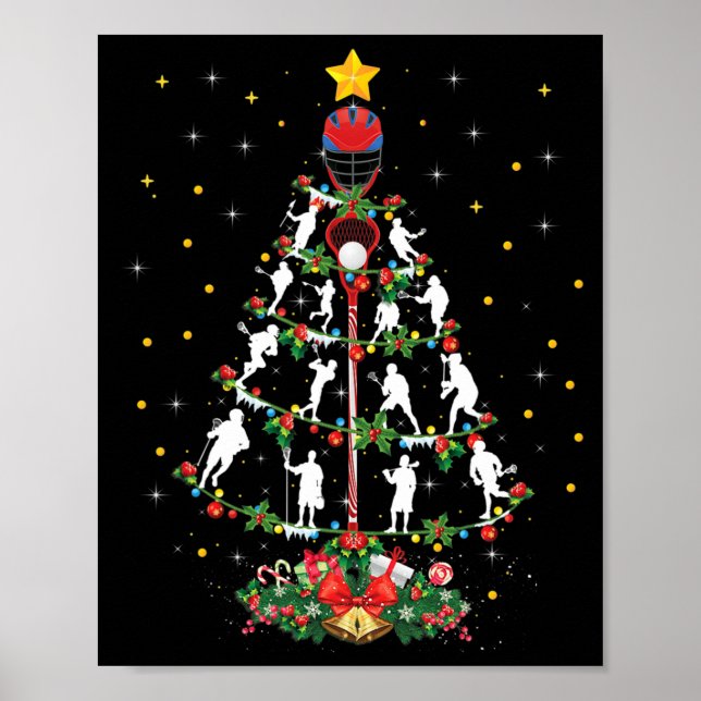 Poster Lacrosse Sports Amoureux Xmas Santa Hat Lacrosse C (Devant)