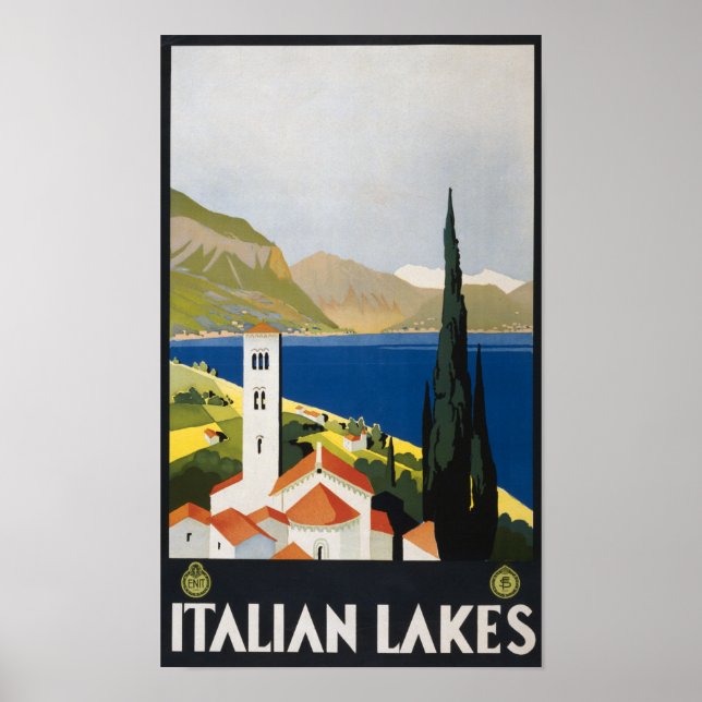 Poster Lacs italiens vintages (Devant)