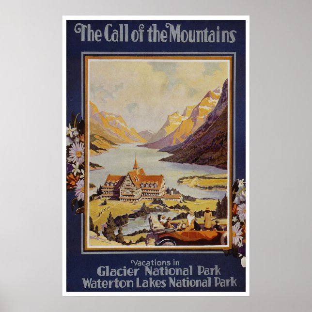 Poster Lacs-Waterton Canada Vintage voyage (Devant)