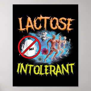 Poster Lactose Intolérant Ironique Sarcastique Funny Humo
