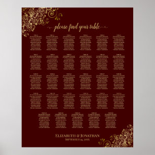 Poster Lacy Gold 29 Mariage de table Diagramme de siège A