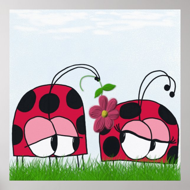 Poster L'adorable Ladybug Qui Lui Met Son Nouveau Dessin  (Devant)