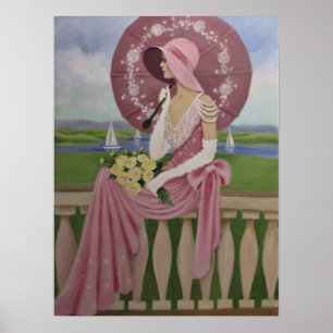 POSTER LADY AVEC UN PARASOL