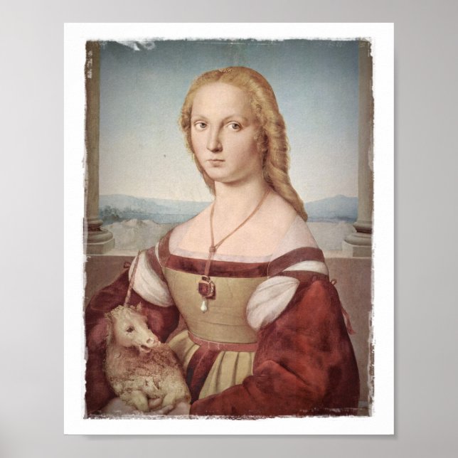 Poster Lady avec une licorne (Devant)