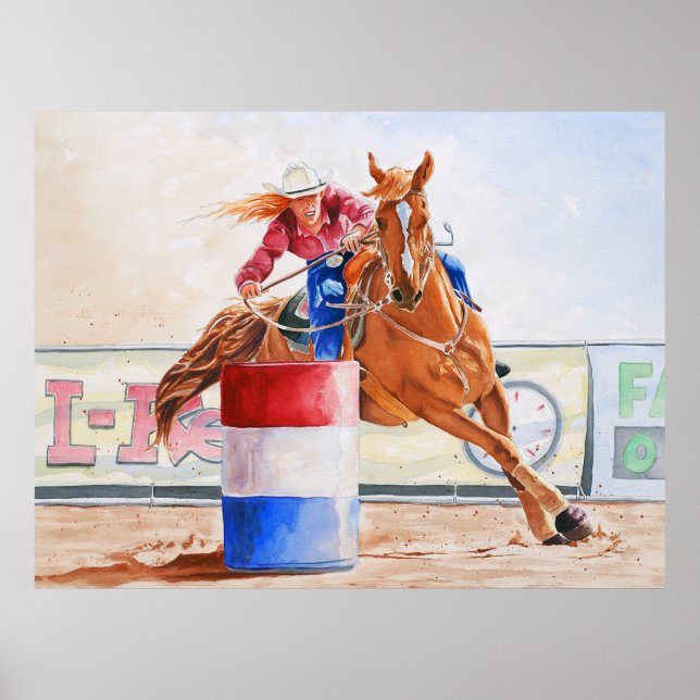 Poster Lady Barrel Racer. Concours Occidental. (Devant)
