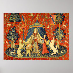 Poster Lady et l'art de la Tapisserie médiévale Unicorn