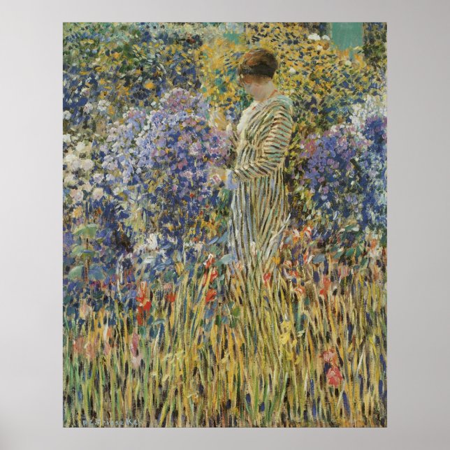 Poster Lady in a Garden par Frederick Frieseke, Art (Devant)