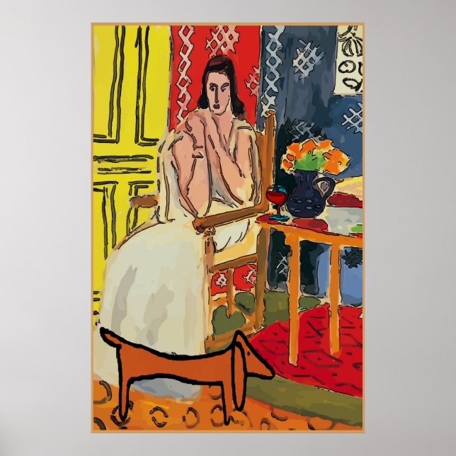 Poster Lady Matisse avec Dachshund (Devant)