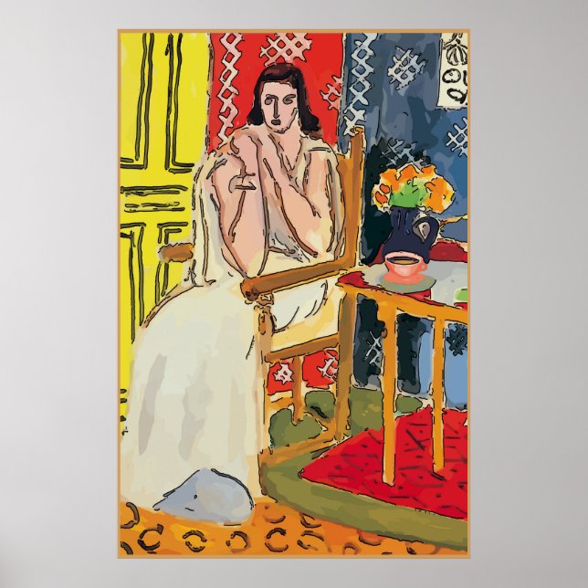 Poster Lady Matisse avec Orange Coffee Cup (Devant)