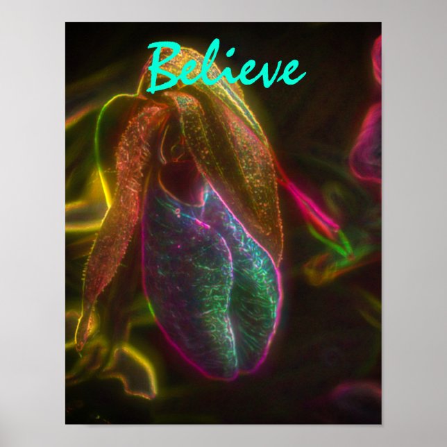 Poster Lady Slipper Croit Des Mots Inspirants (Devant)