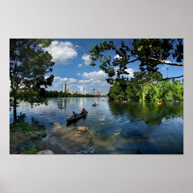 Poster Ladybird Lake / Austin Texas Skyline 3 (Devant)