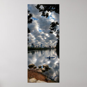 Poster Ladybird Lake Kayak - Skyline - Austin Texas
