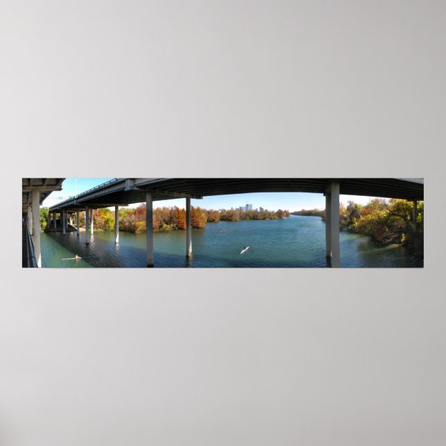 Poster Ladybird Lake Rowers - Austin Texas Skyline (Devant)