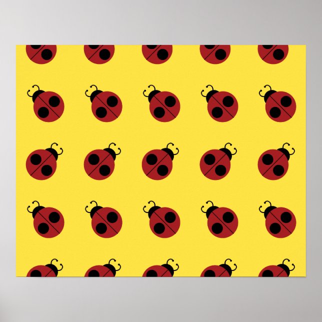 Poster Ladybug 60s rétro cool rouge jaune (Devant)