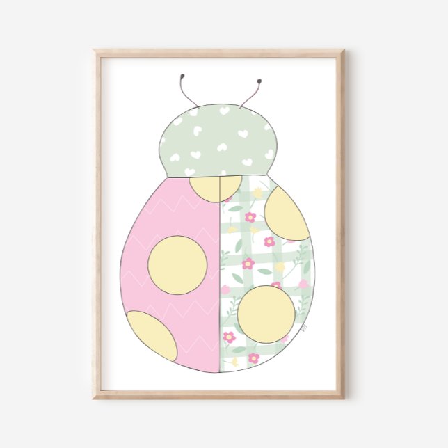 Poster Ladybug Quilt Style Art Print on White Background (Créateur téléchargé)