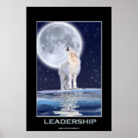 L'affiche d'art du loup arctique et d'une lune d'h