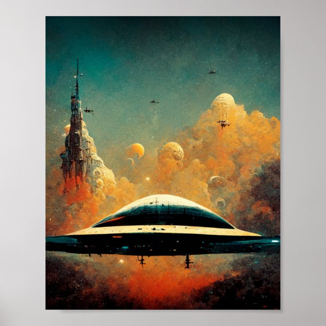 Poster L'affiche d'art Spaceport Sci-Fi (Devant)