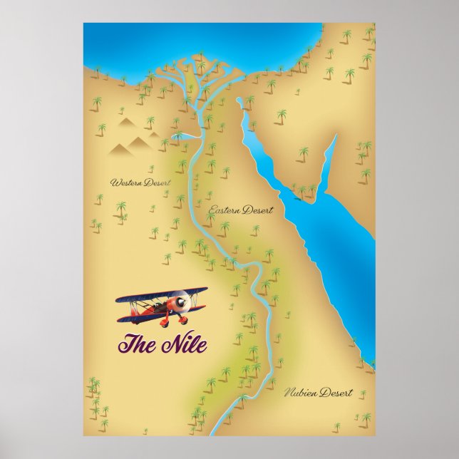 Poster L'affiche de carte ancienne de style vintage du Ni (Devant)