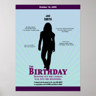 Poster L'affiche de cinéma d'anniversaire (fille)