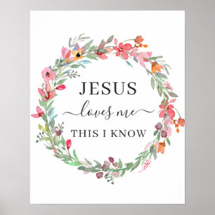 Poster L'affiche de la couronne d'aquarelle Jesus Love Me