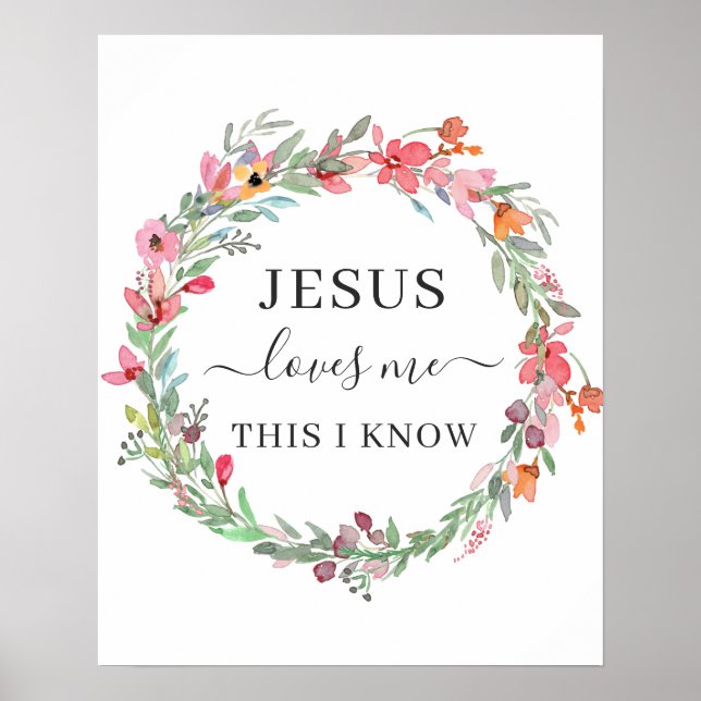 Poster L'affiche de la couronne d'aquarelle Jesus Love Me (Devant)