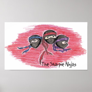 Poster L'affiche de logo de Ninjas de Sharpie
