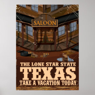 Poster L'affiche de voyage de Texas 'L'état d'étoile soli