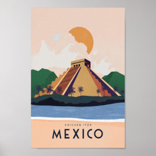 Poster L'affiche de voyage du Mexique Chichen itza