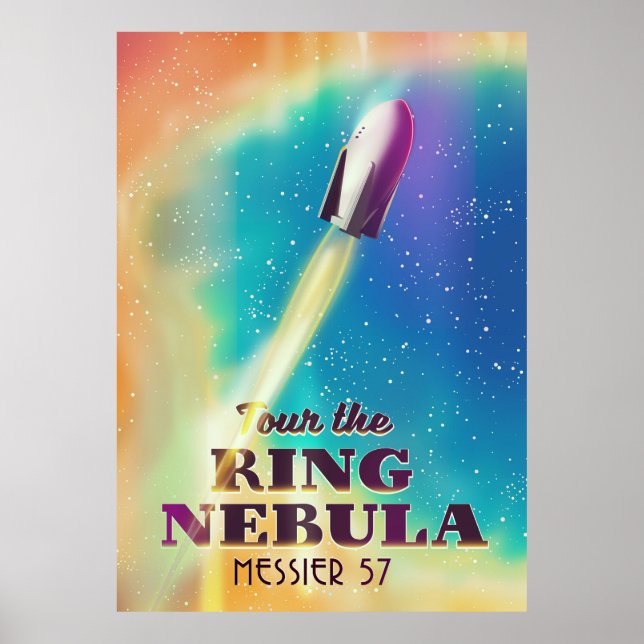 Poster L'affiche de voyage spatial de la Nebula anneaux ( (Devant)