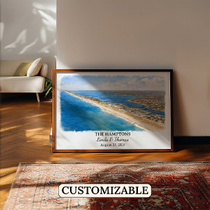 Poster L'affiche des Hamptons New York, Aquarelle, Sur me