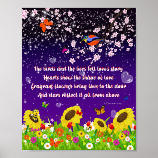 Poster L'affiche des oiseaux et des abeilles