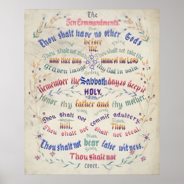 Poster L'affiche et l'impression des Dix Commandements (Devant)