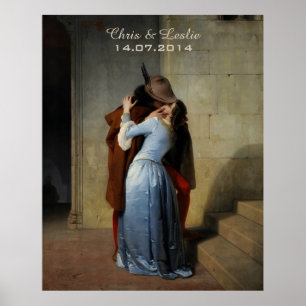 Poster L'affiche personnalisée du mariage texte Kiss / Il