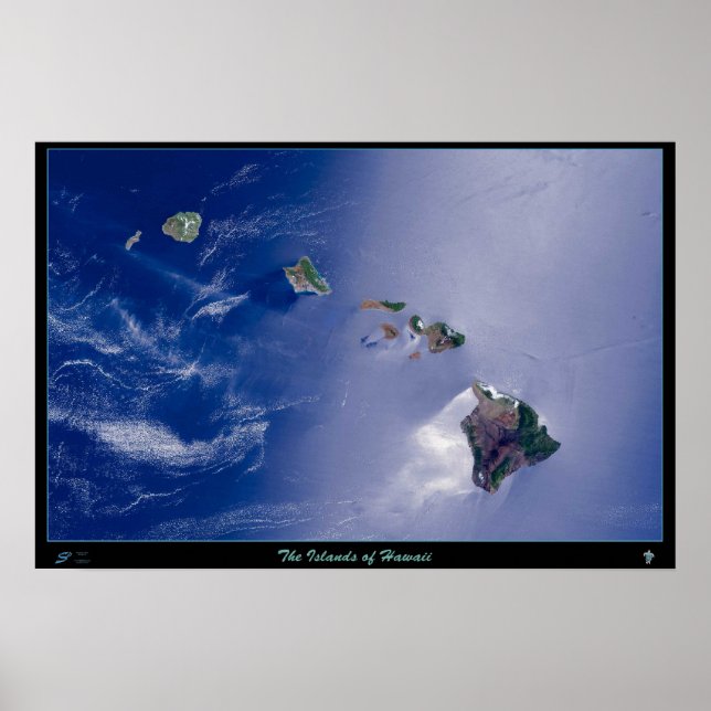 Poster L'affiche satellite des îles Hawaii (Devant)