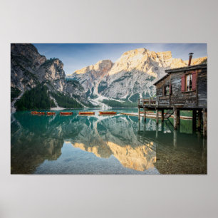 Poster Lago di Braies dans les Dolomites en Italie