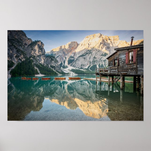 Poster Lago di Braies dans les Dolomites en Italie (Devant)
