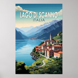 Poster Lago di Scanno Italia Travel Art Vintage