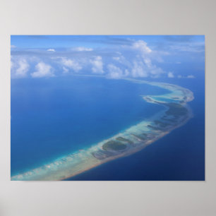 Poster Lagon bleu de Rangiroa depuis l'avion