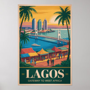Poster Lagos Nigeria Illustration Voyage Art Rétro