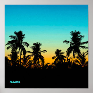 Poster Lahaina Maui Hawaii Souvenir Cool du coucher de so