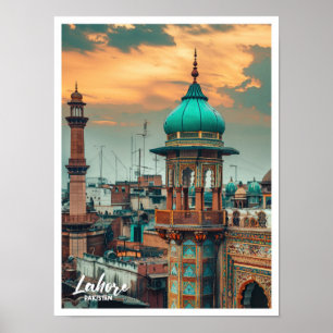 Poster Lahore Pakistan Art Voyage célèbre place
