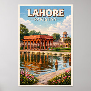 Poster Lahore Pakistan Jardins Illustration Voyage Art