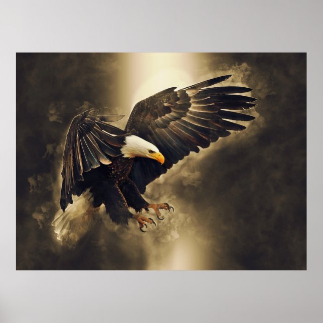 Poster L'aigle chauve Américain Laisse La Liberté S'Allon (Devant)
