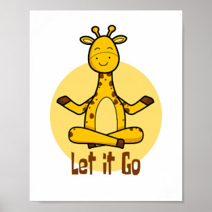 Poster Laisse aller la girafe Kawaii pratiquer le yoga ja