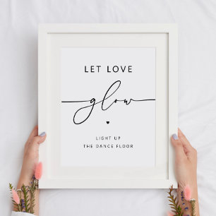 Poster Laisse L'Amour Luminer. Mariage minimaliste noir e