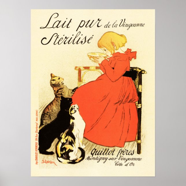 Poster LAISSER LA POUCE STÉRILISER LE Lait Frais Et Vinta (Devant)
