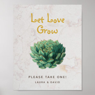 Poster Laisser l'amour grandir Succulents Mariage botaniq